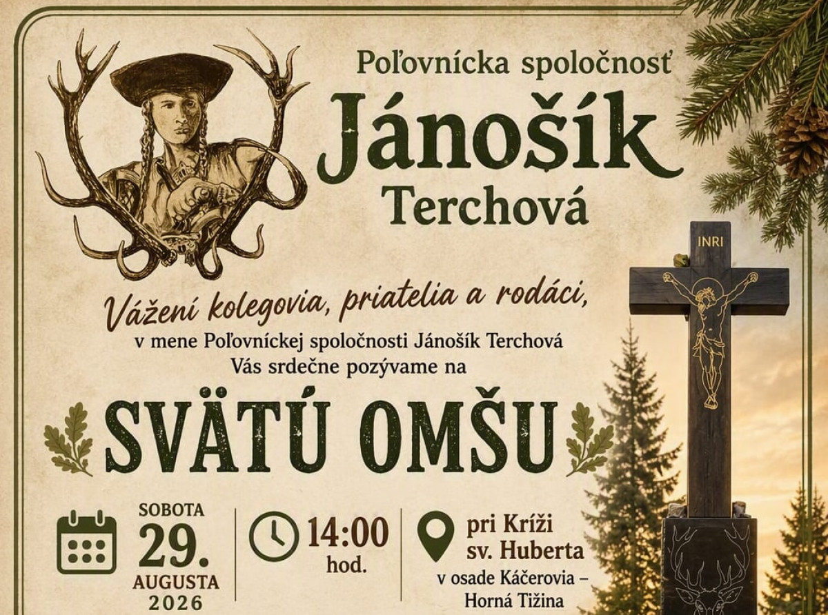 Pozvánka na Svätú omšu pri príležitosti sviatku svätého Huberta