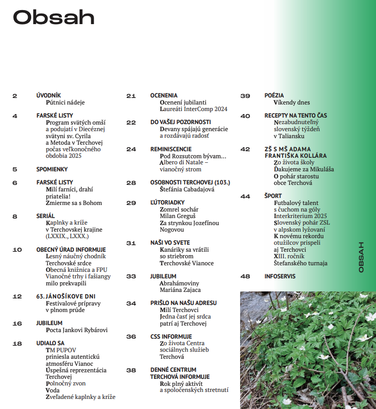 obecne noviny terchova 01 2025 obsah