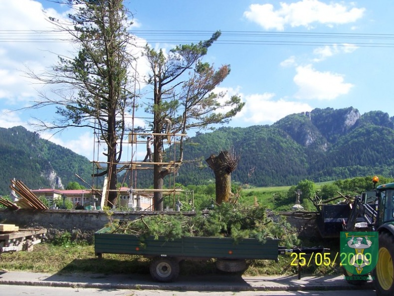 Blesk zničil stromy na cintoríne 26