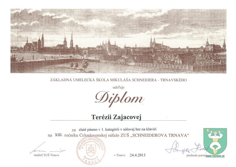 Terézia Zajacová získala zlaté pásmo na interpretačnej súťaži Schneiderova Trnava-5