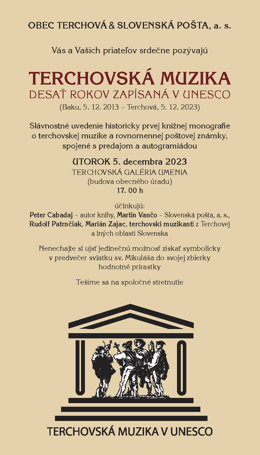 terchovska muzika 10 vyrocie unesco pozvanka